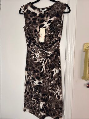 Kenneth Cole Women’s Twist-Front Animal Print Dress - Brown/Black